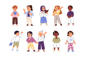 Happy kids singing songs set, a Person Illustration by PaperTrident
