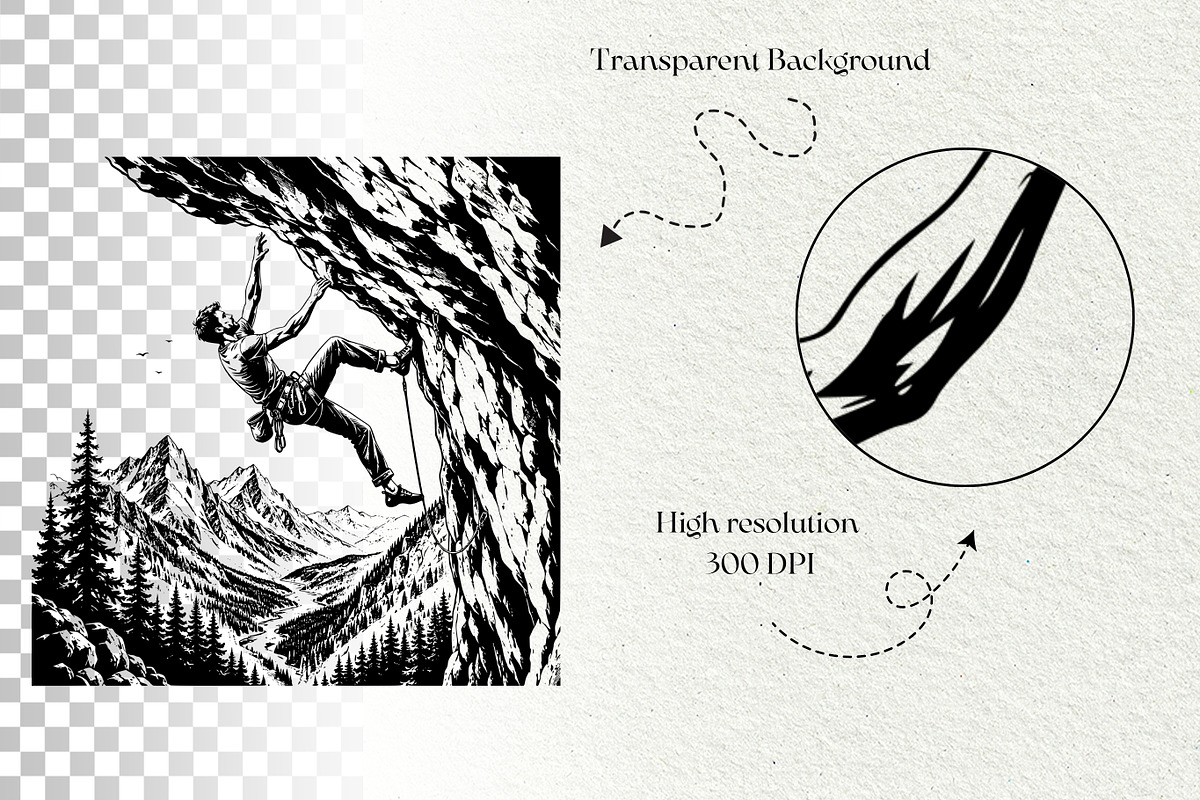 Rock Climbing Adventure Graphics, a Sport Illustration by DENIDigitalArtSudio (Photo 9 of 9)