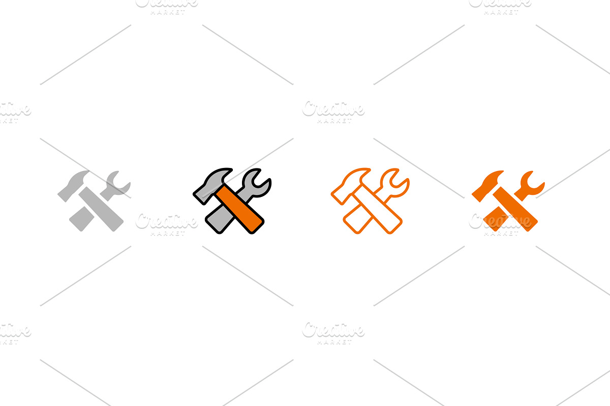 Four hammer and wrench icons in, an Object Illustration by skripnikbb