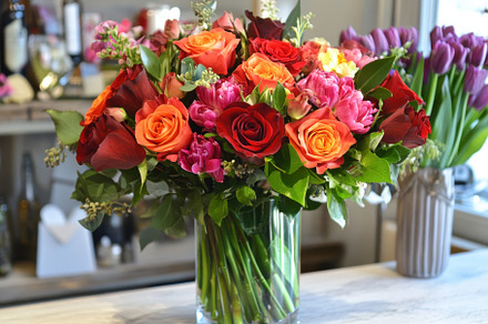 Colorful Mixed Flower Bouquet in a C, a Photo by Tanuart