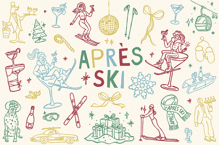Hand-drawn Après-Ski Clipart Bundle