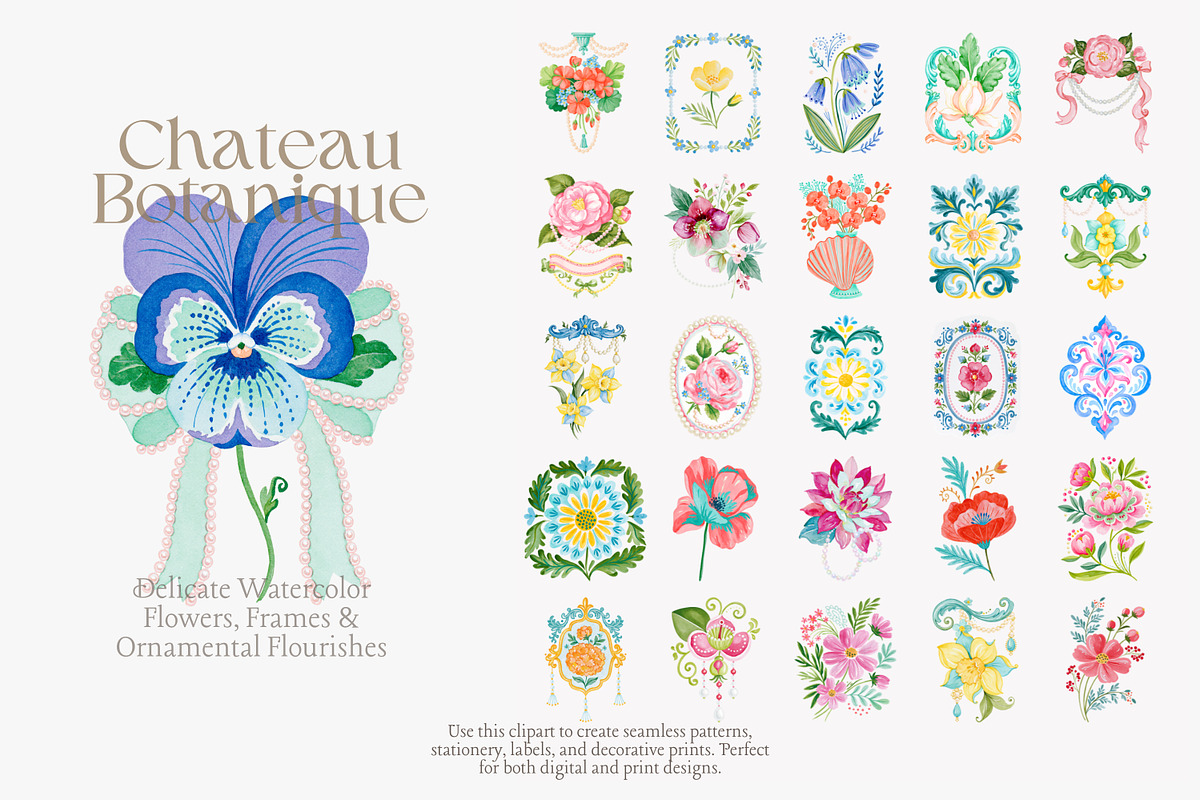 Chateau Botanique Clipart Set, a Decorative Illustration by Patishop Art (Photo 8 of 14)