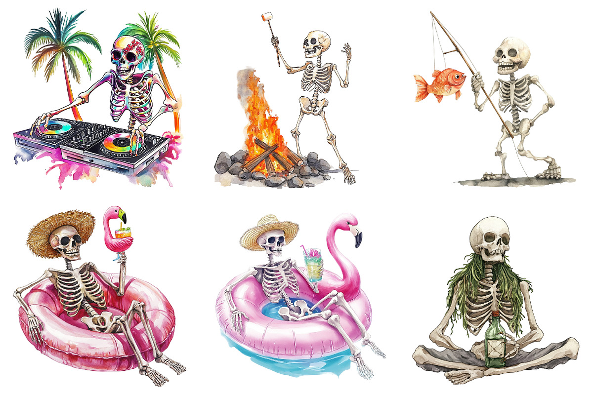 Spooky Summer Skeleton Sublimation, an Illustration by DreamArtGraphic (Photo 3 of 4)