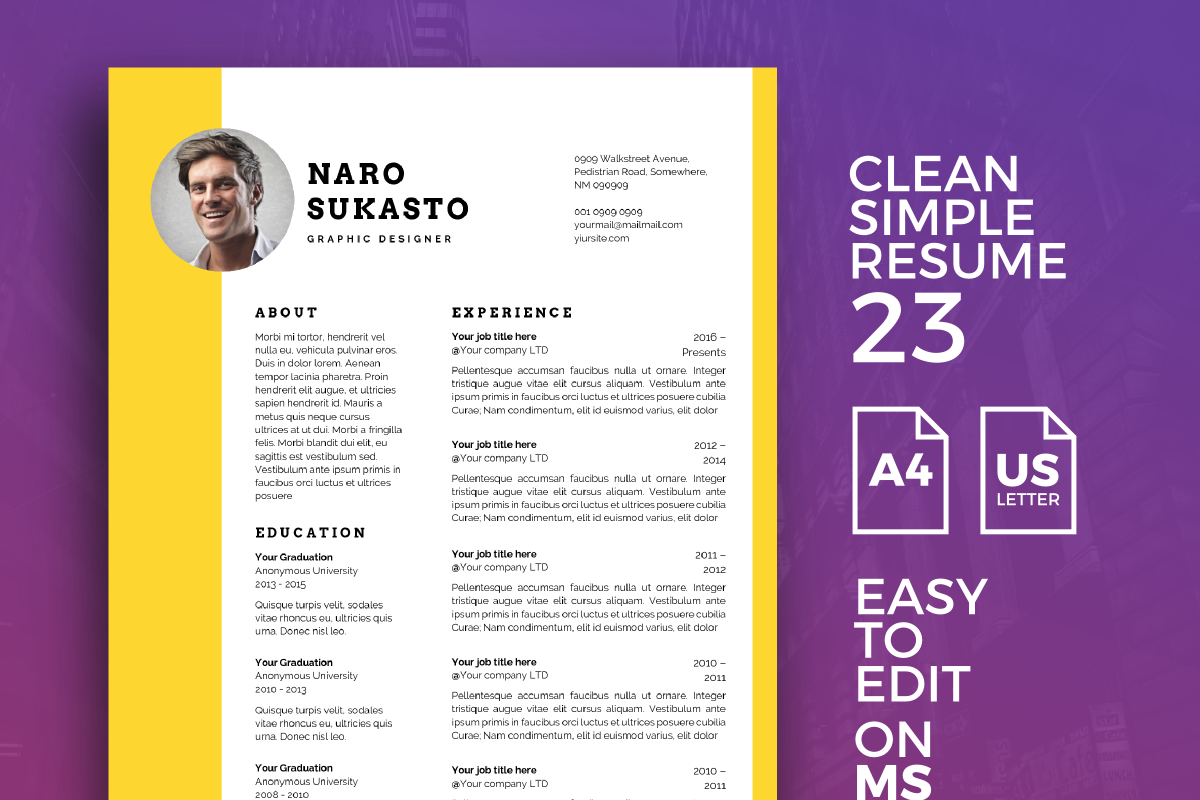 Resume Template 23, a Resume Template by graphicalcium (Photo 1 of 3)
