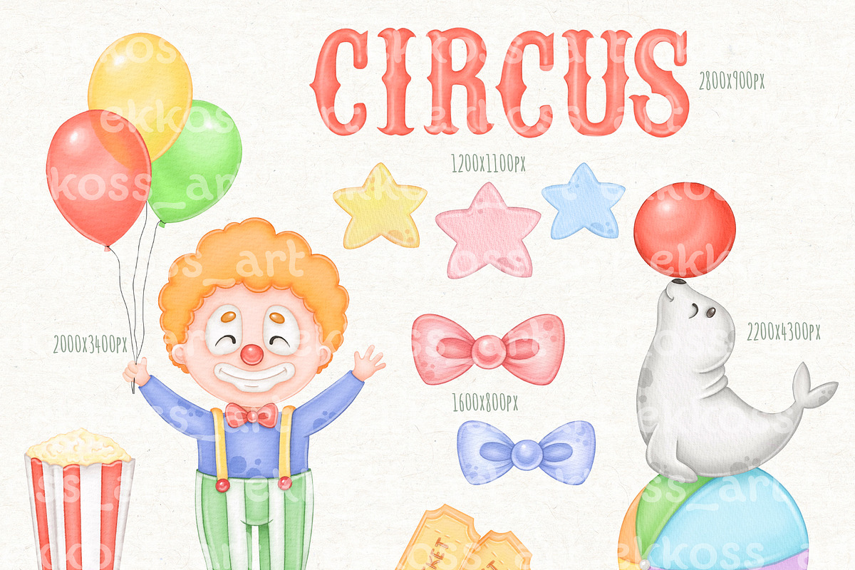Circus and Animals Clipart, an Animal Illustration by ekossa_art (Photo 3 of 7)