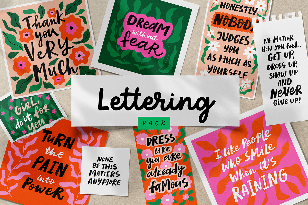 Motivational quotes, lettering pack, an Object Graphic by piyacler (Photo 1 of 12)