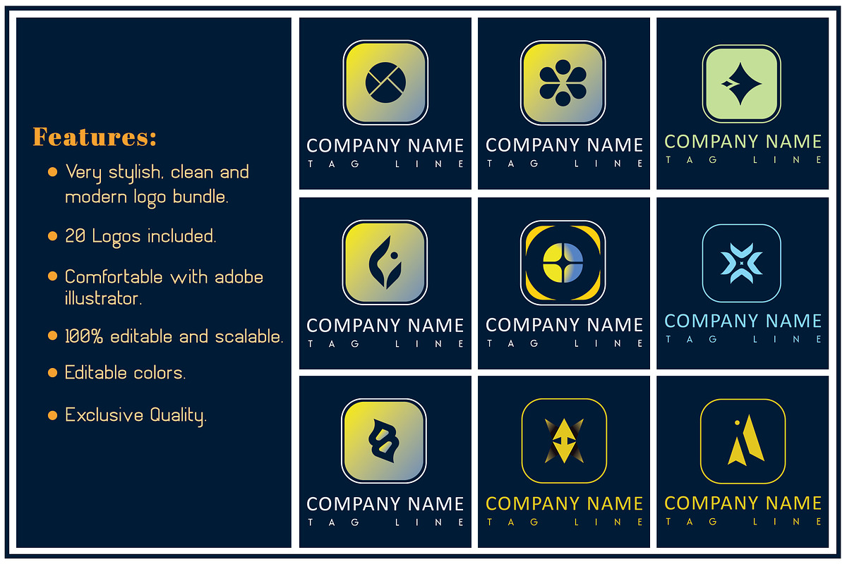 20 Iconic Logo Bundle, a Branding & Logo Template by CraftingStudio (Photo 2 of 12)