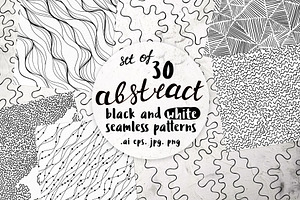 30 abstract black and white patterns, a Pattern Graphic by pineart