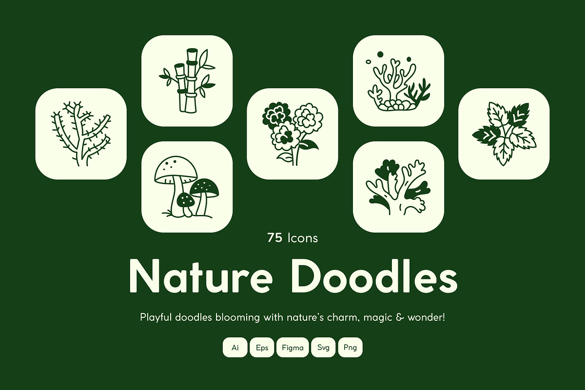 Nature Doodle Icon Set, an Outline Icon by Vectors Market (Photo 1 of 8)
