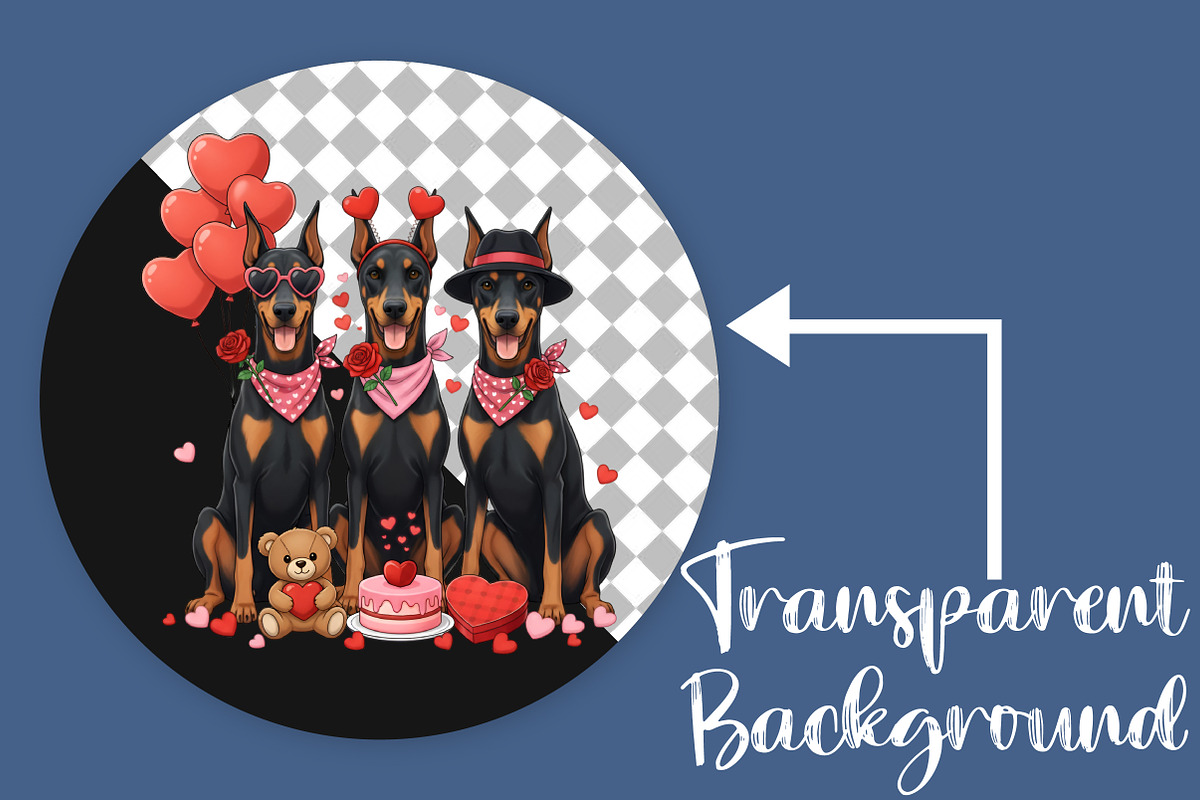 Valentine dog shirt, Doberman Shirt, an Illustration by Canvas Craft (Photo 2 of 6)