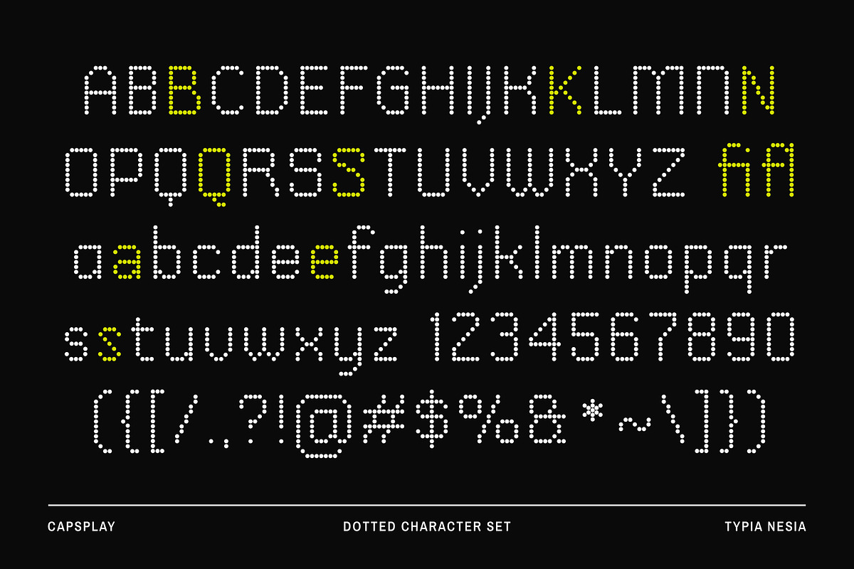 Capsplay -  Futuristic Dot Pixel, a Sans Serif Font by Typia Nesia (Photo 3 of 14)