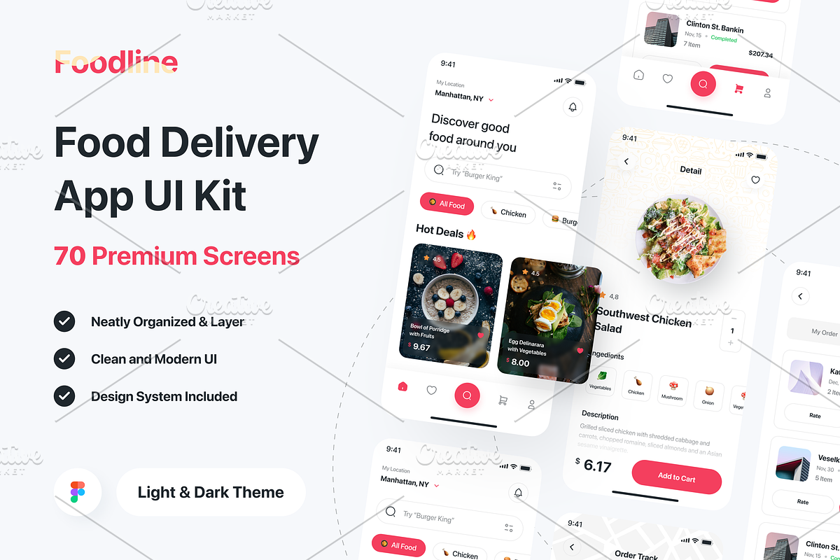 Foodline - Food Delivery App UI Kit, an UI Kit Template by Unpixel Design (Photo 1 of 6)