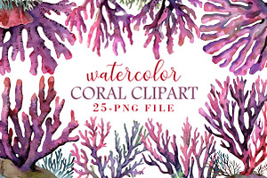 Watercolor Coral Clipart, an Illustration by Libby Wishes