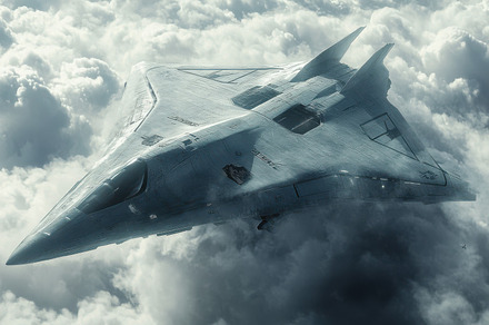 Futuristic stealth aircraft soars hi, a Background Photo by Pixeness