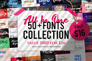 All In One | 50 Fonts Collection, a Script Font by Allouse Studio (Thumbnail 1 of 30)