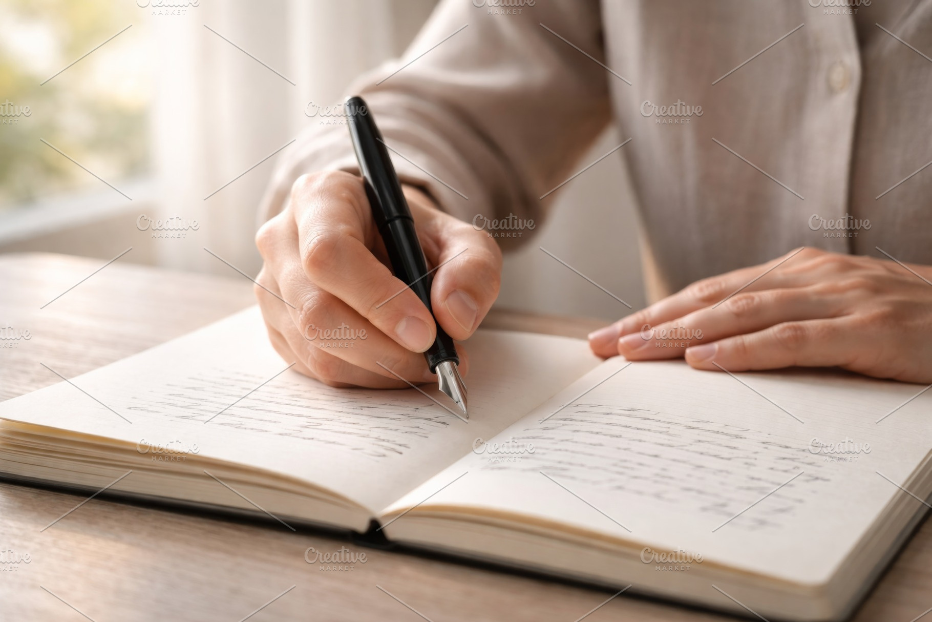 Handwriting with fountain pen in not, a Photo by Dvoevnore photos