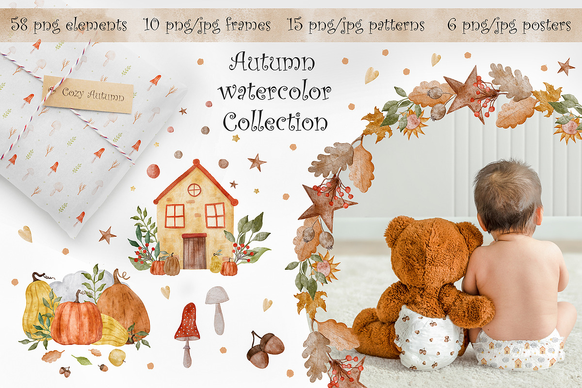 Autumn waterolor collection, a Graphic by Kattypainting (Photo 1 of 6)