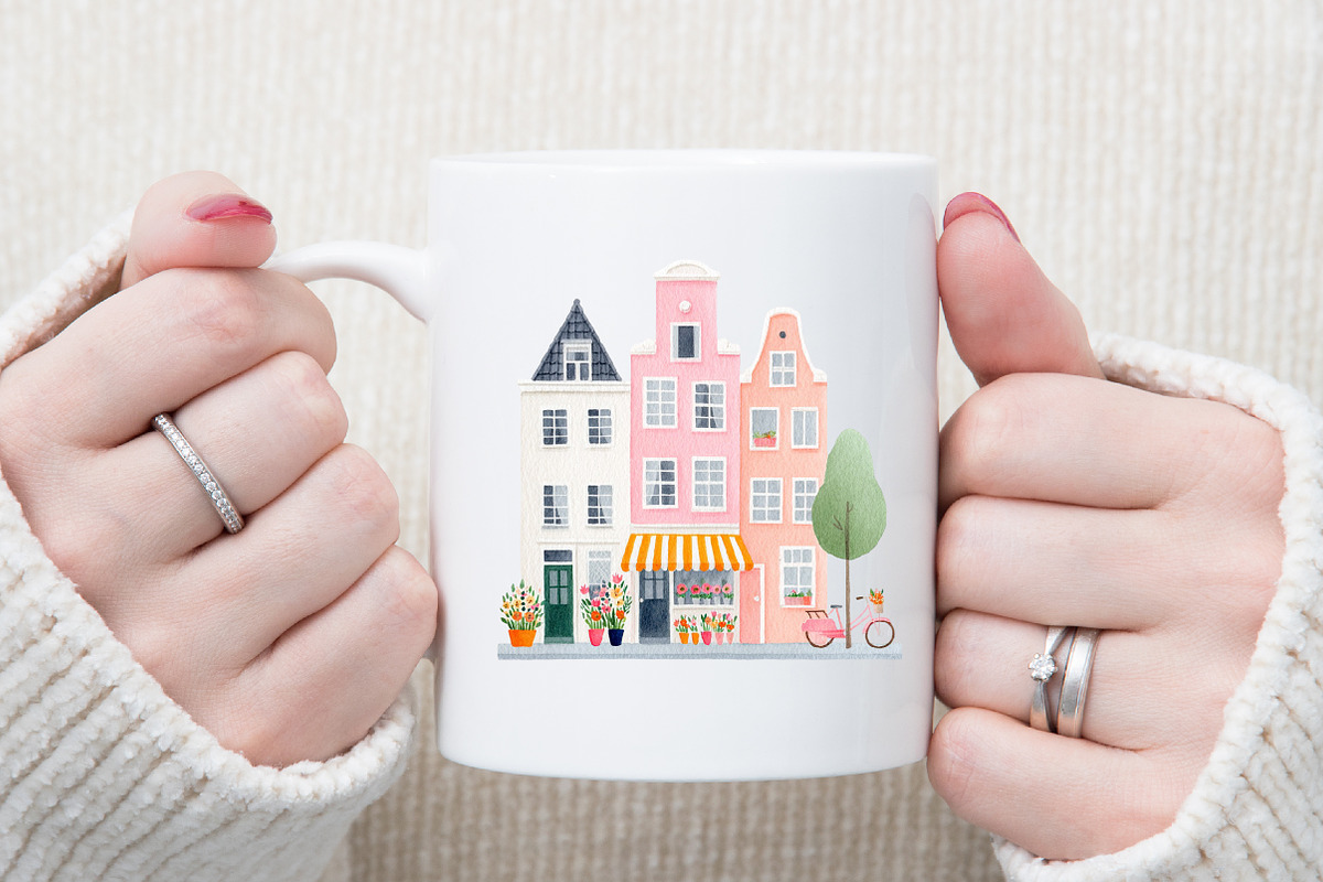Watercolor Amsterdam City Clipart Se, an Illustration by Sublimation Artist (Photo 5 of 6)