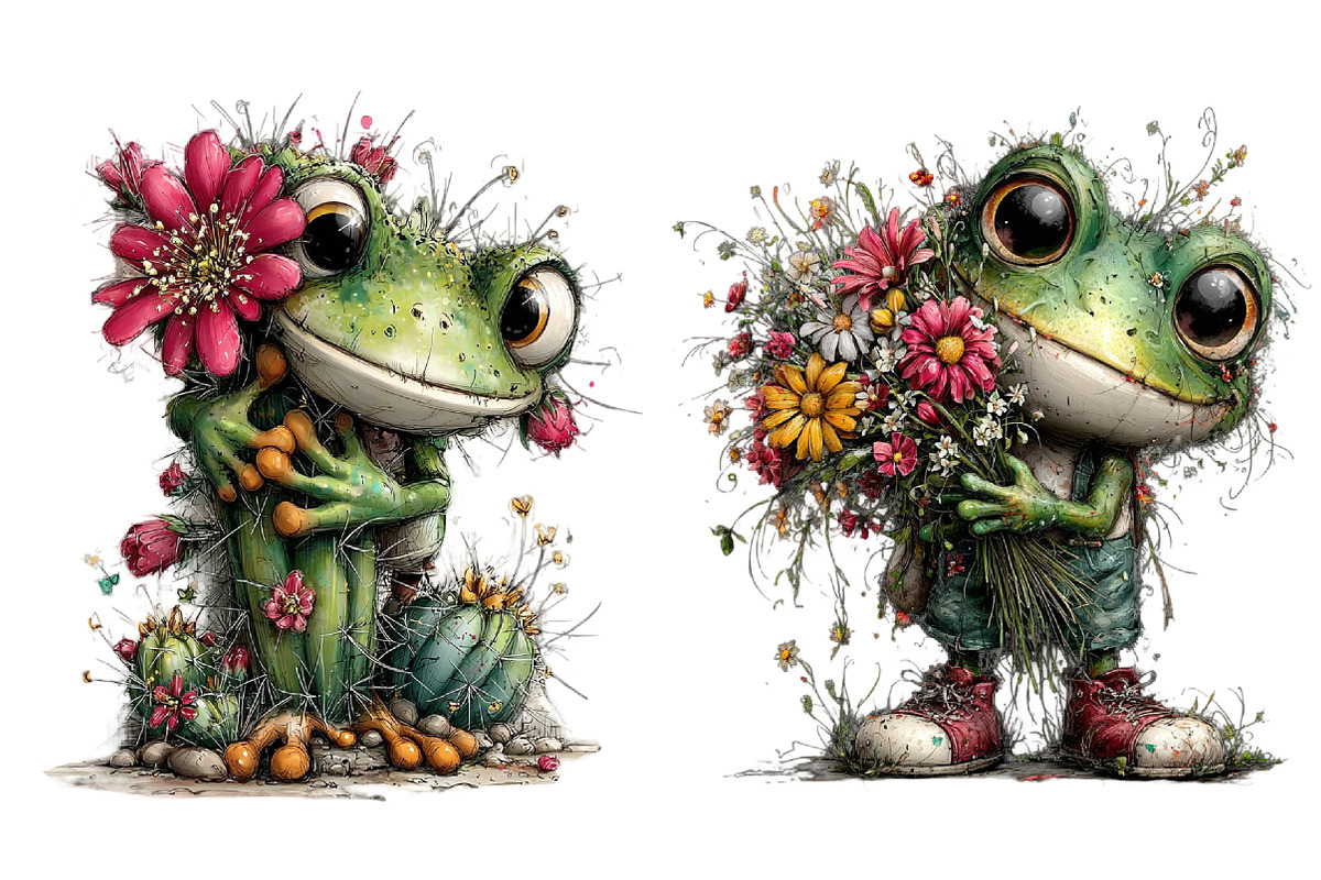 Whimsical Summer Frogs Clipart, an Illustration by Dream Creation (Photo 5 of 6)