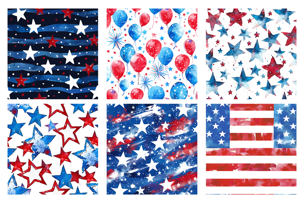 Watercolor Patriotic Day Pattern, a Pattern Graphic by Gloria Designed It (Photo 2 of 3)