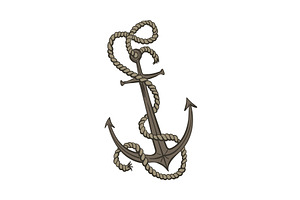 An anchor with a rope wrapped around, an Illustration by the8monkey