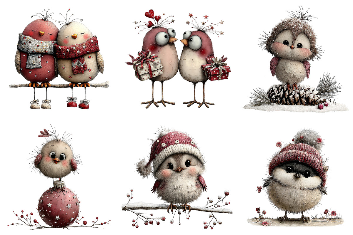 Christmas Birds Clipart, an Illustration by Craft Nest (Photo 6 of 9)