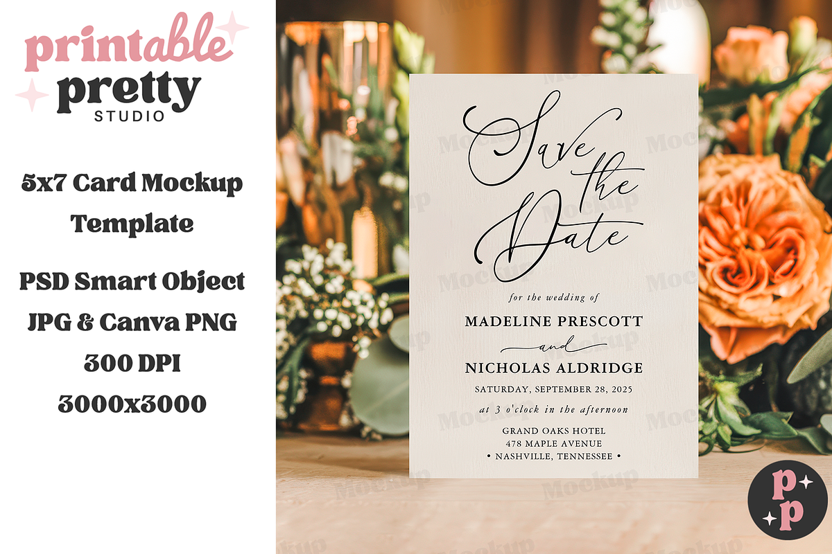 Golden Hour Wedding Card Mockup PSD, a Product Mockup by Printable Pretty Studio (Photo 4 of 10)