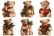 Watercolor Christmas Teddy Bear, a Seasonal Illustration by Black Bird Studio (Thumbnail 5 of 7)