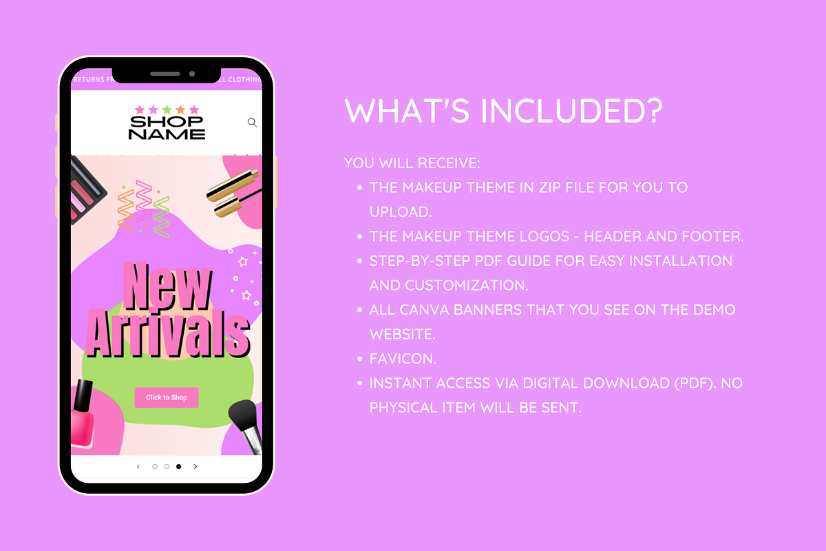 Cute Makeup Shopify Theme, a Shopify Template by SunshineStudioBoutique (Photo 3 of 9)