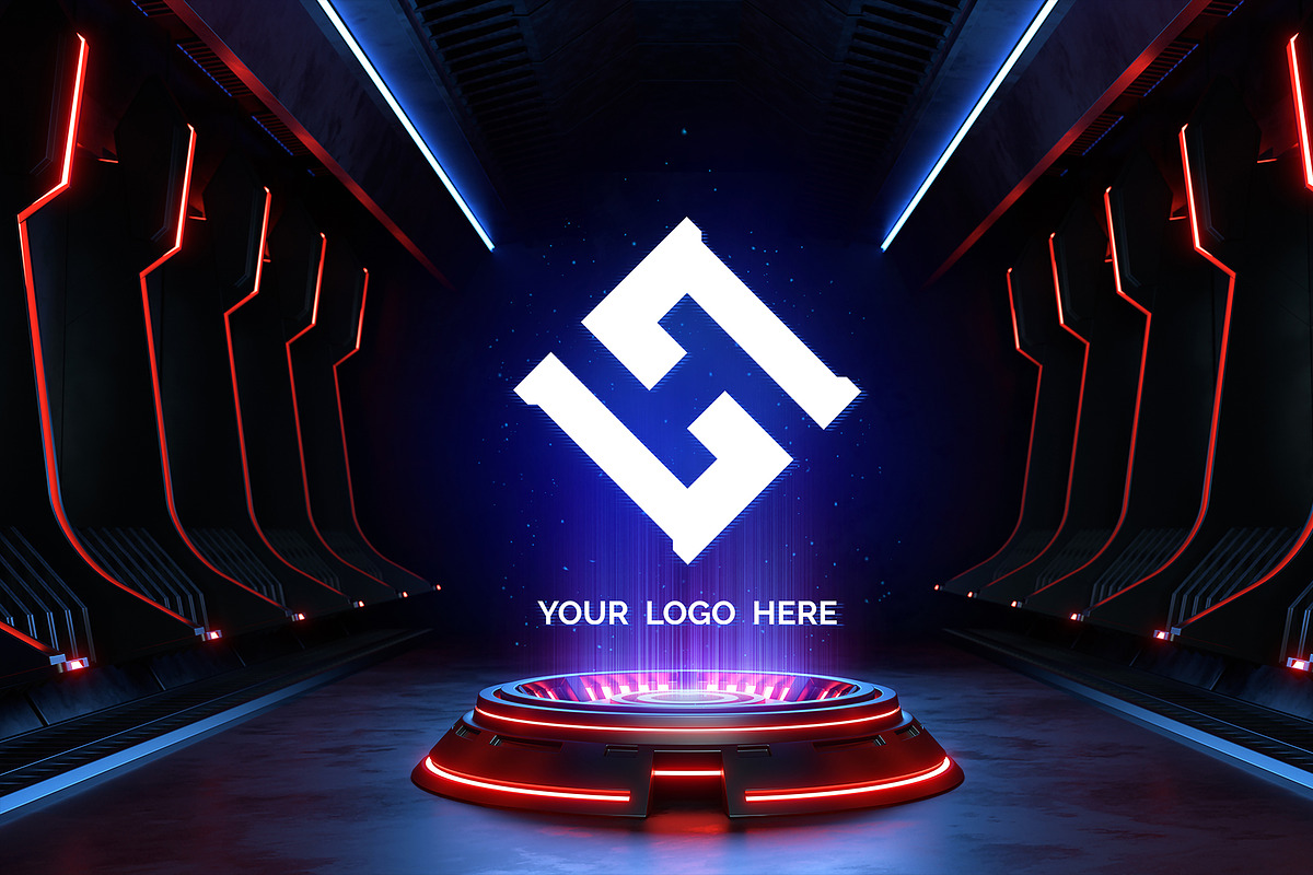 Futuristic pedestal Logo mock-ups, a Product Mockup by S_design (Photo 10 of 12)