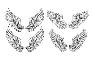 Engraved angel wings. Feathers, an Object Illustration by Stock-Smart-Start