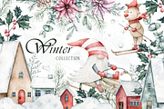 Christmas gnome watercolor clipart, an Illustration by Daryartsy (Thumbnail 1 of 11)