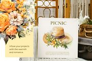 Vineyard Picnic Watercolor Clipart, a Food Illustration by foxsong (Thumbnail 2 of 11)