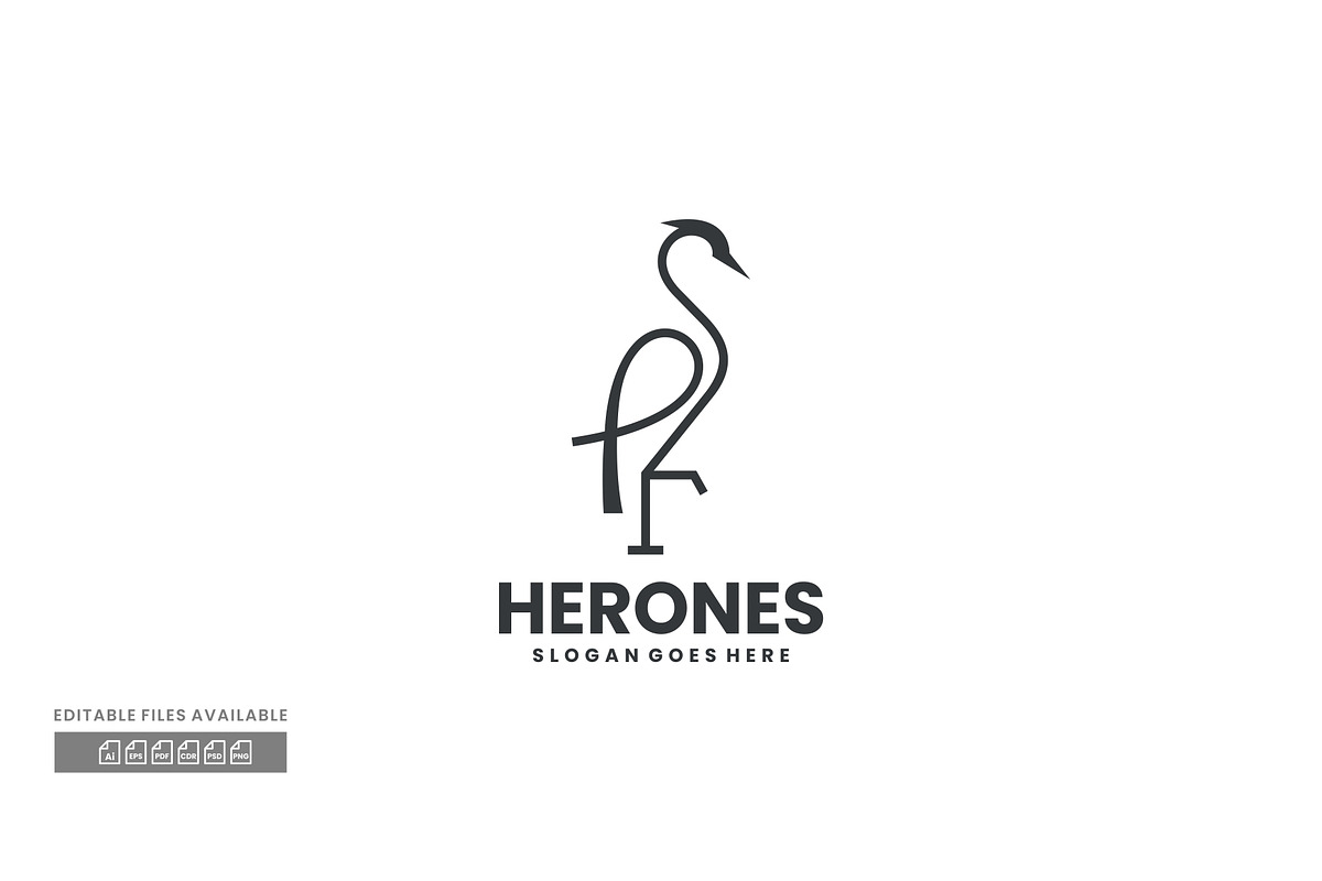 Herones Line Art Logo, a Branding & Logo Template by ivan_artnivora