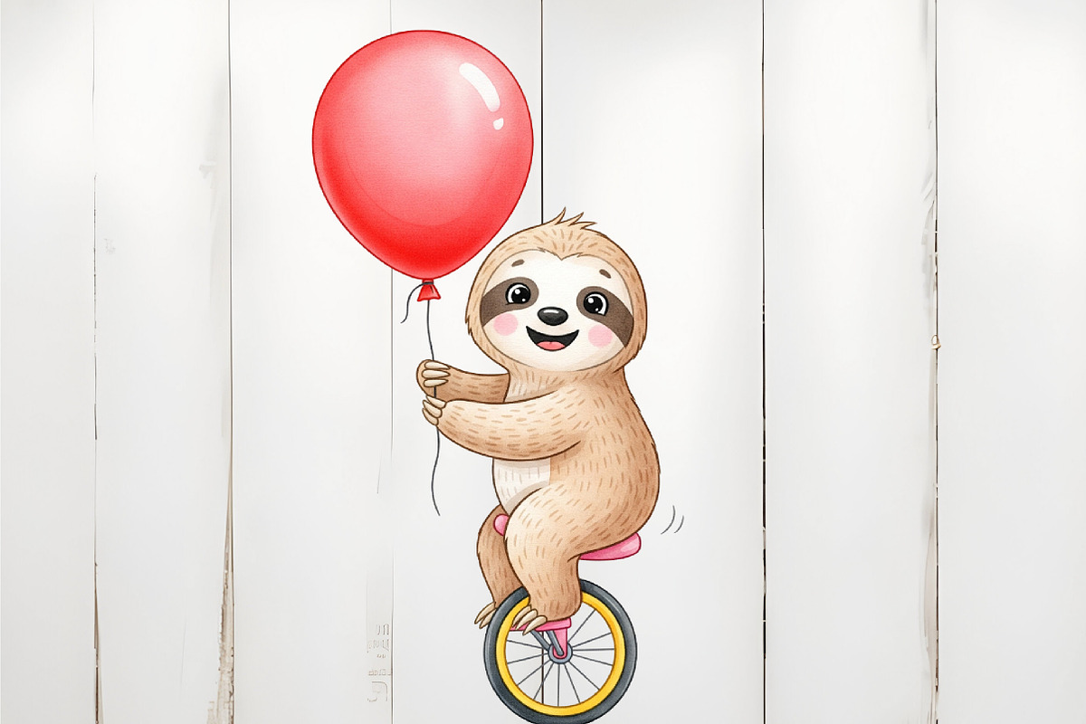 Quirky Funny Sloth Sublimation, an Illustration by Watercolor design (Photo 3 of 6)