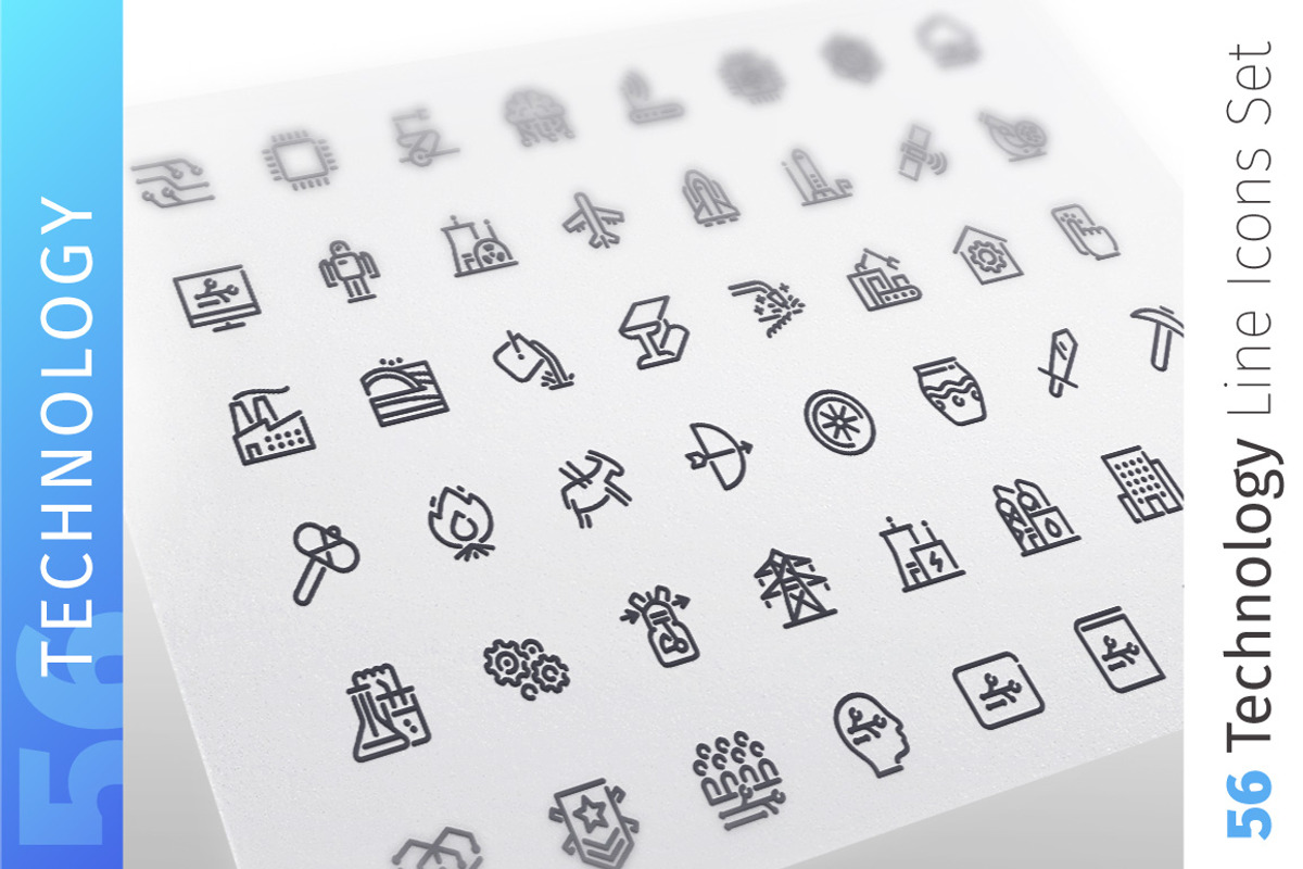 Technology Line Icons Set, an Outline Icon by Voysla's Shop (Photo 1 of 4)