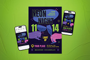Neon Night Event Flyer Set, a Flyer Template by The Good Store (Thumbnail 1 of 2)