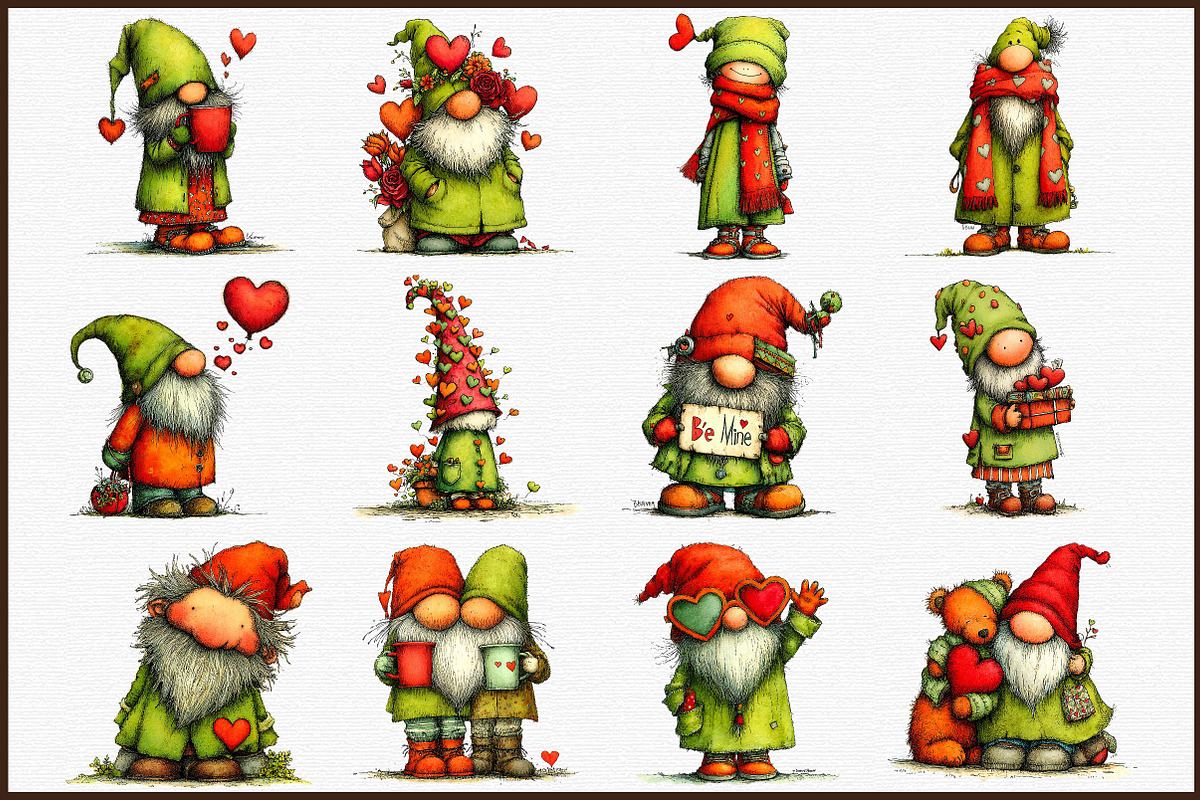 Whimsical Valentine Day Gnome Clipar, an Illustration by Sublimation Artist (Photo 3 of 6)
