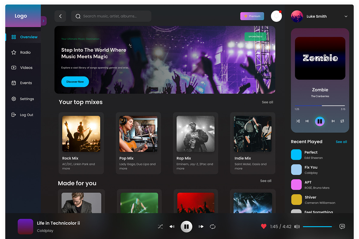 Music Admin Dashboard UI, an UI Kit Template by Simona Meleca (Photo 2 of 3)