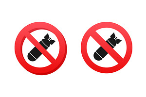 No Bomb Icon Set Vector Illustration, an Object Illustration by DG-Market