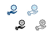 Hand Gear Heart Icon Set, an Outline Icon by Design Store (Thumbnail 2 of 2)