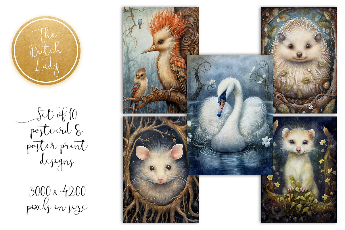 Mystical Woodland Postcards & Prints, an Animal Illustration by The Dutch Lady Designs (Photo 4 of 4)