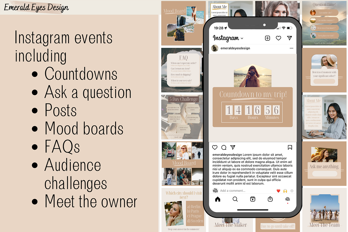 390 Travel Canva Instagram Neutral, a Social Media Template by Emerald Eyes Design (Photo 4 of 11)