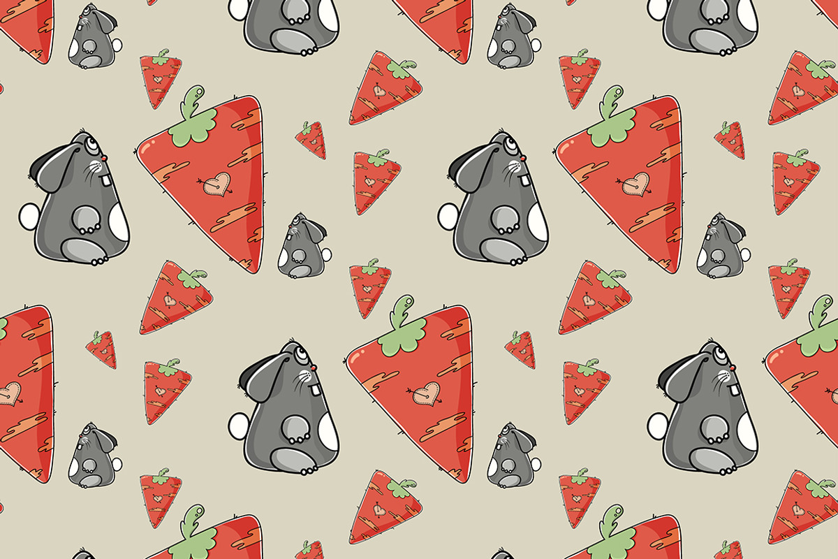Seamless pattern the cute rabbit