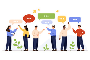 Group Conversation and Communication, a Person Illustration by Flashvector