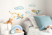 Airplanes kids watercolor clip art, an Illustration by Fedulova Art (Thumbnail 13 of 14)