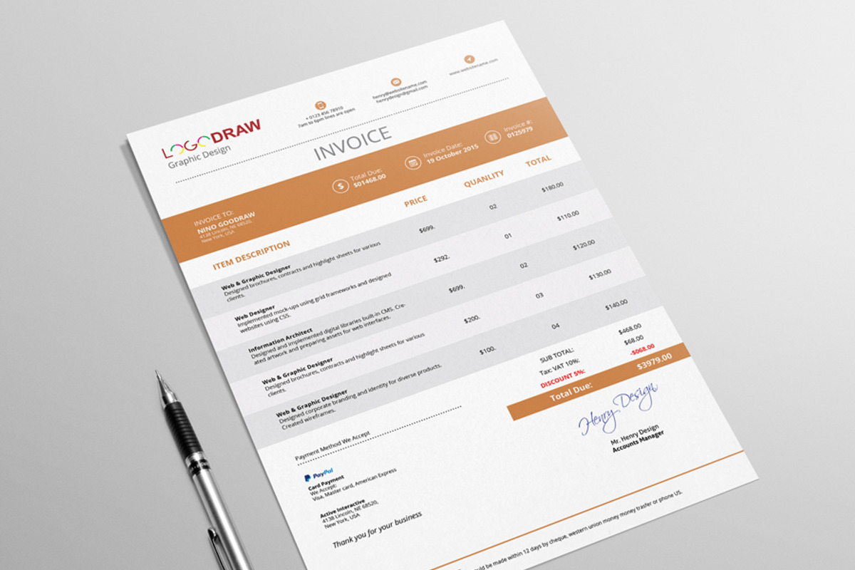 Invoice, a Stationery Template by resumetemplathttps://d3es (Photo 5 of 6)