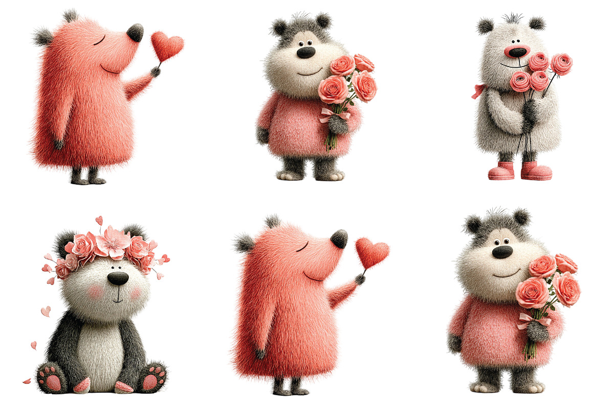Whimsical Teddy Bear Love Clipart, an Illustration by CraftArtStudio (Photo 4 of 6)