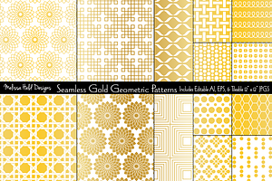 Seamless Gold Geometric Patterns, a Pattern Graphic by Melissa Held Designs