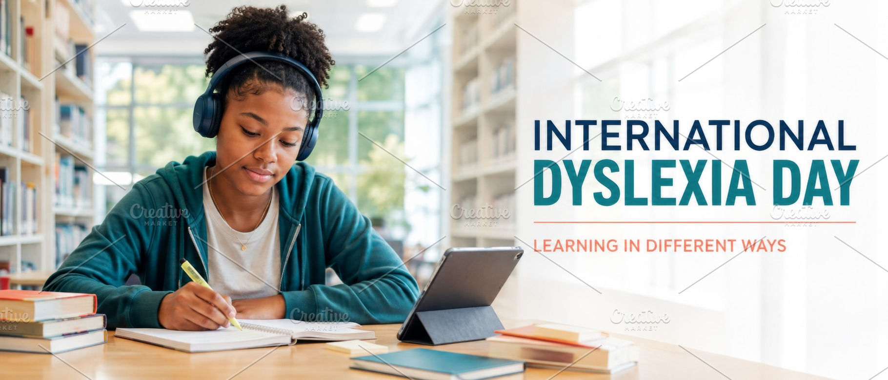 International Dyslexia Day banner fe, a Photo by Dvoevnore photos